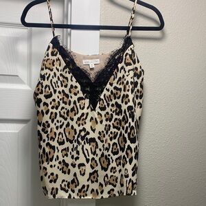 Socialite Leopard Print Camisole with Black Lace Trim